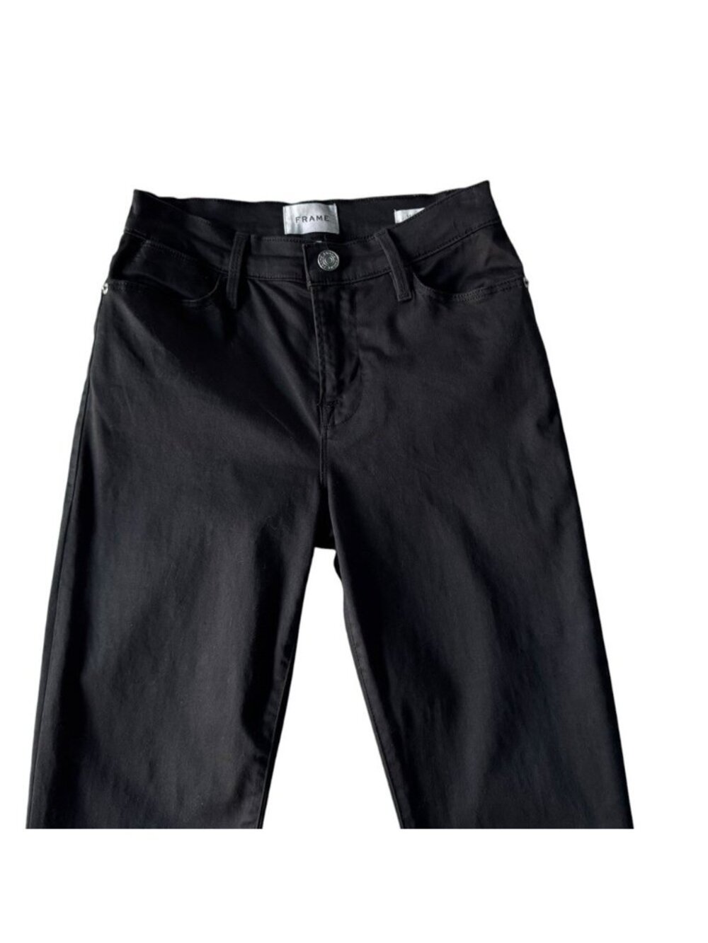 Frame Women’s Sz 26 Le High Flare Black Denim Jeans - Picture 4 of 11